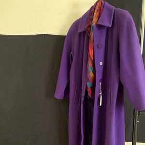 Woman’s Full Length Purple Wool Coat